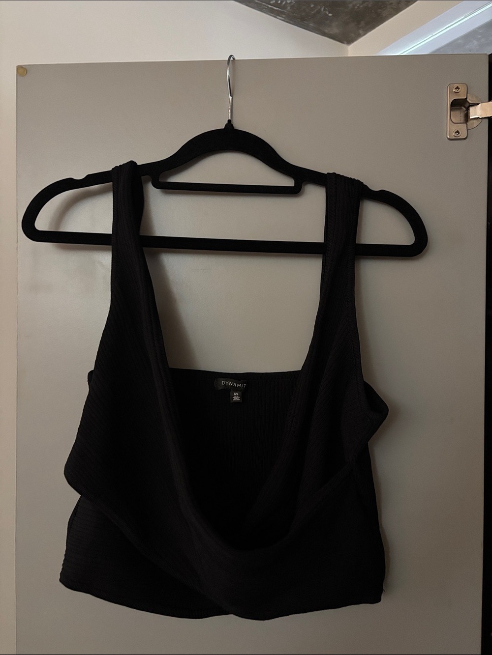 Dynamite Black Ribbed Draped Tank